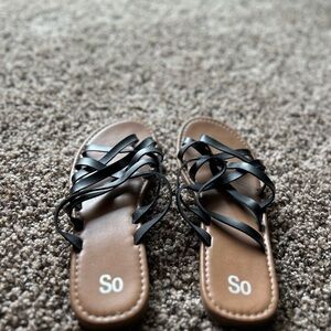 SO Black and Brown Strappy Sandals